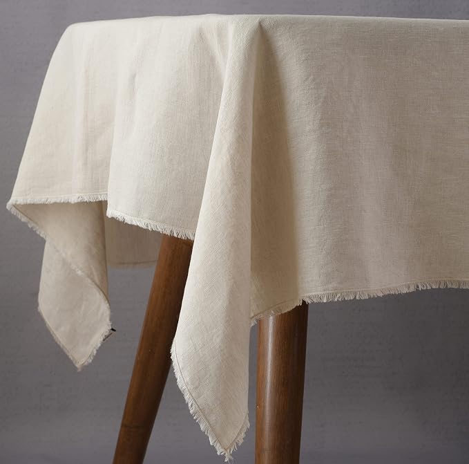 100% Pure Linen Tablecloths for Rectangle Tables with Fringe, 55x120 Inch Linen Table Cloth for Wedding, Party, Easter,Thanksgiving, Christmas Indoor,Outdoor Machine Washable