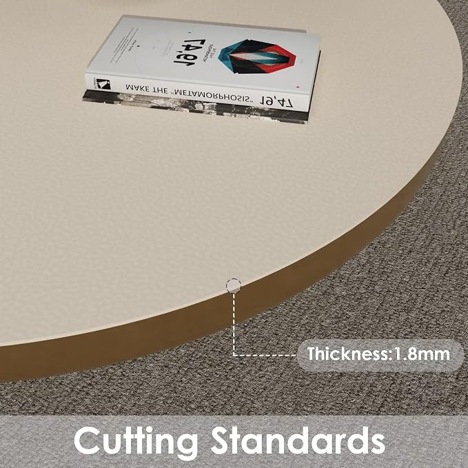 Round Table Cover - Can Be Used On Both Sides Waterproof and Easy to Clean Good Flatness Used for Dining Table(Light Beige+Light Gray Dia.48Inch)