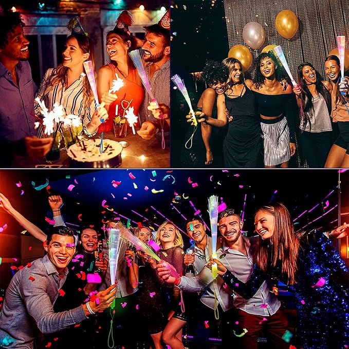 60 Pack Fiber Optic Wands,LED Light Up Wands with 3 Flashing Models,Glow in the Dark Wands for Wedding,July 4th,Birthday,Halloween,Christmas Concert Club Party Favors (Multi-colored)