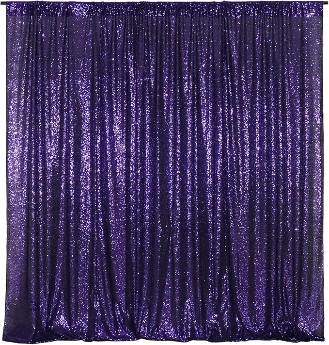 Poise3EHome Purple Sequin Backdrop,8FT x 10FT Sequin Photography Backdrop Curtain for Halloween Party Birthday Decoration