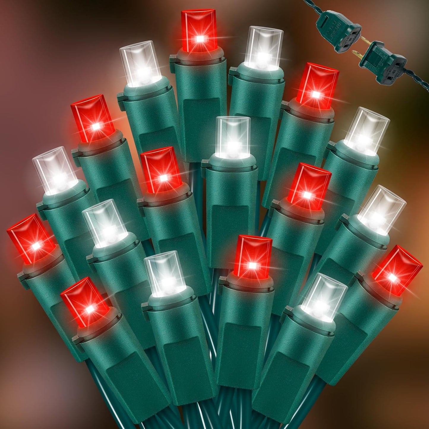 100 Count RED and White - String Lights - 21.6FT LED Christmas Lights, Mini led Lights for Indoor Outdoor Home Holiday Party Wedding Independence Day Decoration