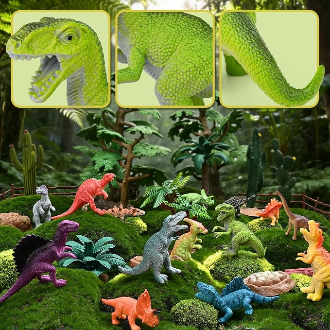34PCS Dinosaur Toys for Kids 3-5 with Storage Box,Realistic Dinosaur Figures for Kids 3-5 Years Old,Birthday Gift for Boys Girls
