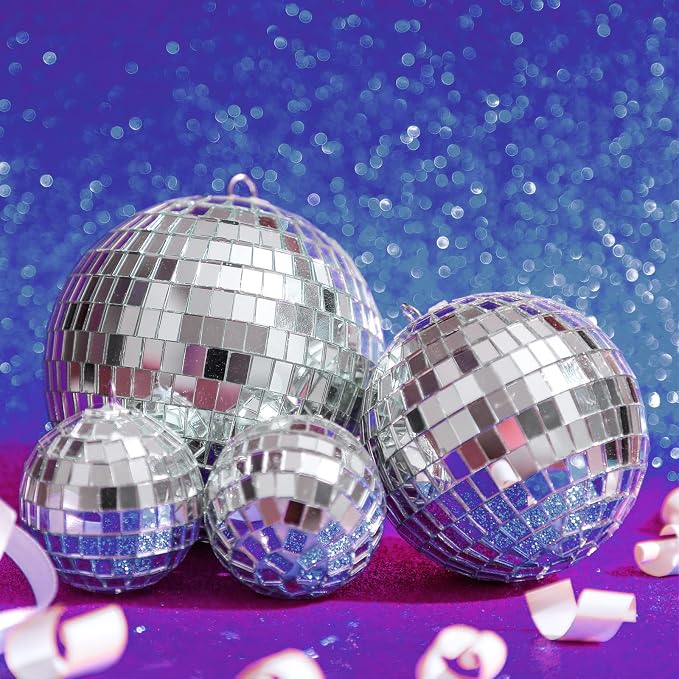 MTLEE 20 Pcs Disco Balls Decorations Assorted Size Party Decor Disco Ball Ornaments Mirror Mini Large Hanging with Rope for Wedding Festival Stage Prop Garden