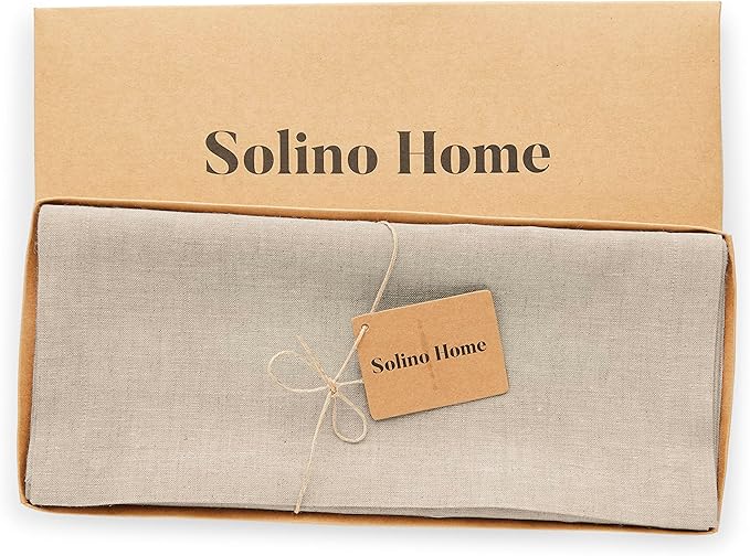 Solino Home Linen Table Runner 60 Inches - 100% Pure Linen Light Natural Table Runner 14 x 60 Inch Ideal for Dresser and Coffee Tables - Spring, Summer, Mothers Day - Diana Medium Weight