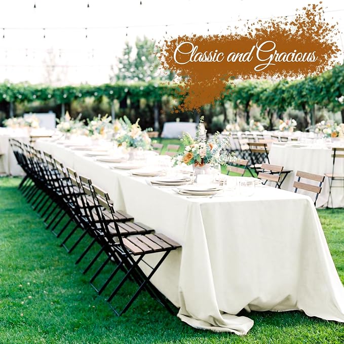 12 Pack Ivory Tablecloths for Rectangle Tables 60 x 126 Inch Ivory Polyester Tablecloth 8 Foot Rectangle Table Cloth Washable Fabric Table Cover for Party Wedding Banquet Restaurant Events