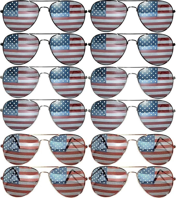 OWL 12 Pack Bulk Aviator Sunglasses Metal Gold, Silver, Black Frame for Men Women Party Glasses