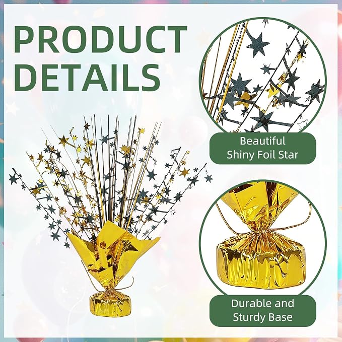 20 Pack Black Gold Foil Spray Centerpiece Star Table Decoration Metallic Burst Table Centerpieces for Birthday Graduation New Year Wedding Anniversary Party Supply (Black Gold)