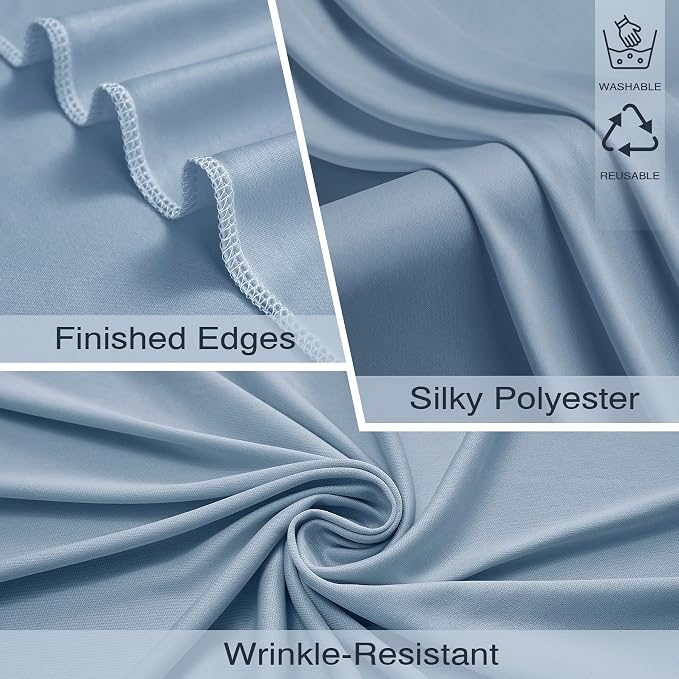 40x10ft Wrinkle Free Dusty Blue Backdrop Curtains for Parties, 8 Panels 5x10ft Silky Polyester Photo Backdrop Drapes Back Drop Cloth Drapery for Wedding Birthday Photography Background