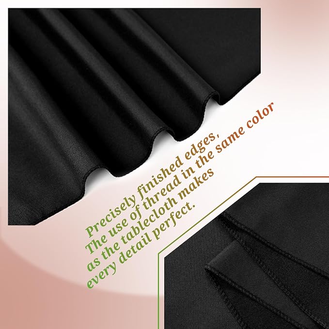 Teruntrue 12 Packs Square Tablecloth 52 x 52 Inch Black Square Table Cloth, Washable Polyester Fabric for Wedding Parties Banquet Holiday Dinner Table Decorative, Black