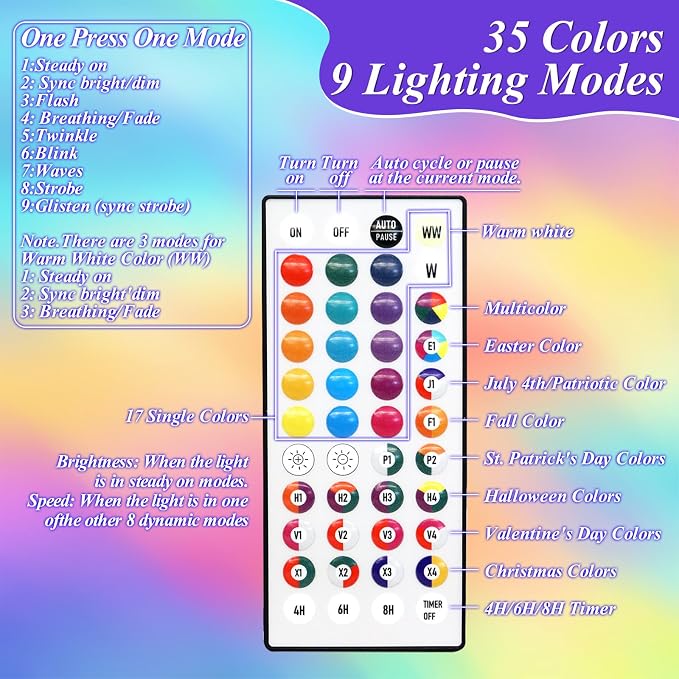 35 Colors Changing Christmas Lights, 98FT 300 LED Halloween String Lights Green Wire with Remote, Waterproof Twinkle Light for Xmas Tree Holiday Party Indoor Outdoor