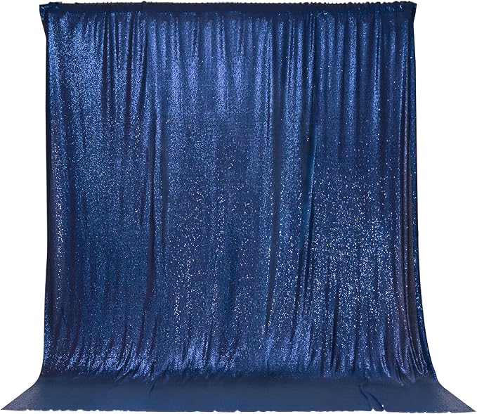 PartyDelight Navy Blue Sequin Backdrop 6x6ft 4 Inch Rod Pocket | Dense 3mm navy blue sequins on mesh backing with 4 inch rod pocket for full body photos ceremony arches party walls and stage
