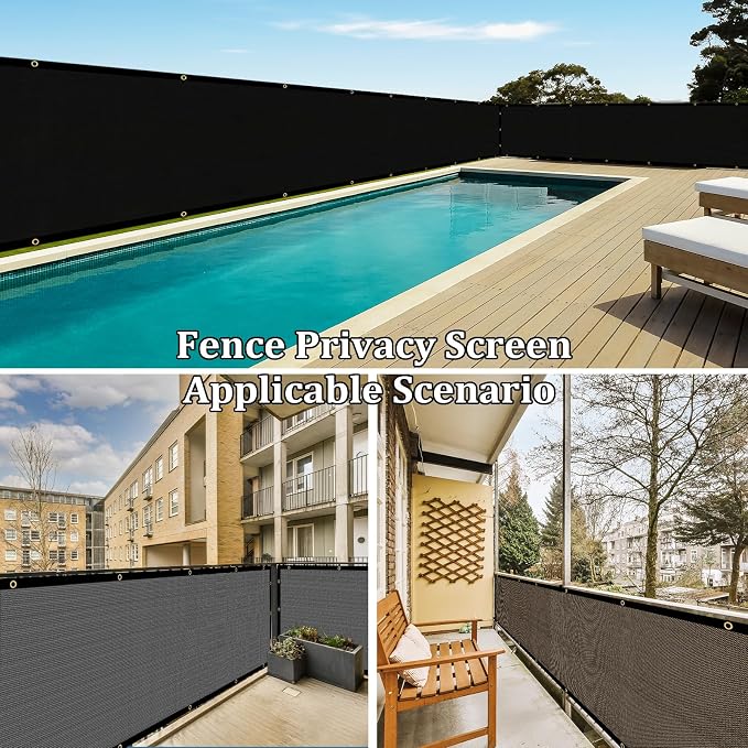 Shade&Beyond 6'x52' Black Privacy Screen Fence Cover 170 GSM Fencing Mesh Fence Panel for Wall Garden Yard Backyard Indoor Outdoor Home Decoration