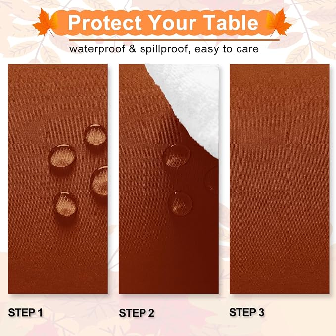 Hiasan Rust Tablecloth for Square Tables - Waterproof and Spillproof Washable Fabric Thanksgiving Autumn Harvest Fall Table Cloth for Dining Room Kitchen Party, 60 x 60 Inch