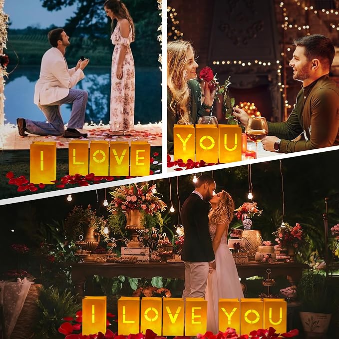 I Love You Sign, I Love You Light Up Letters with 24 LED Lights Candles | Valentines Day Decorations with Remote Control, Happy Anniversary Decorations for Favorite People Outdoor Indoor