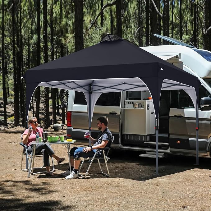COOSHADE Pop Up Canopy Tent, 10x10 Easy Setup Instant Canopy Sun Shelter Beach Tent, Portable Sports, Black