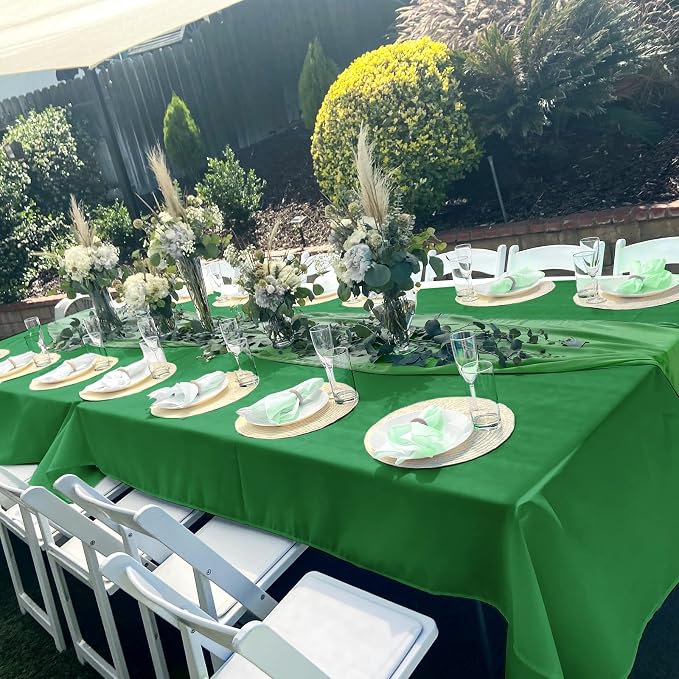 6 Pack Tablecloth 60 x 102 inch Polyester Table Cloth for 6 Foot Rectangle Tables,Stain and Wrinkle Resistant Washable Fabric Table Covers Polyester Green Table Clothes for Wedding,Party,Banquet