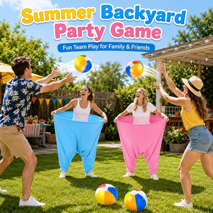 Granny Pants Yard Game,Giant Pants Outdoor Game,Oversized Pants Tossing Game with 24 Bouncy Balls and 4 Pumps Backyard & Outdoor Group Games for Family & Friends Gatherings