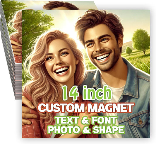 KETABAO – 14" Customizable Square Magnetic Photo Frames - add Your Image to Your Refrigerator, Storage Cabinet or car Magnet