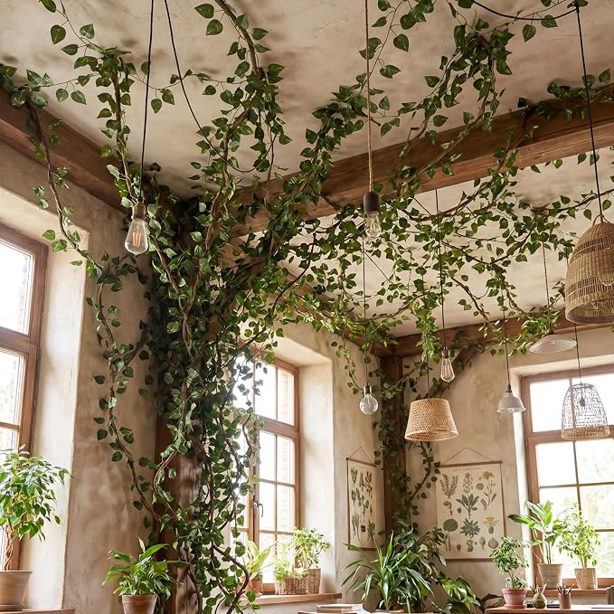 Bucherry Jungle Theme Decoration Set, 68.9ft Artificial Hanging Ceiling Greenery for Classroom, Wedding Birthday Forest Rainforest Safari Party, Enchanted Indoor Outdoor Home Garden Wall DIY Decor