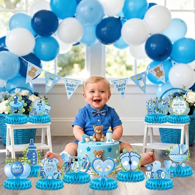 It's a Boy Baby Shower Centerpieces Baby Shower Table Centerpieces Bloom Table Display with Letters A Sweet Baby Boy is on His Way Gender Reveal Decorations for Boy Birthday Supplies (Paper)