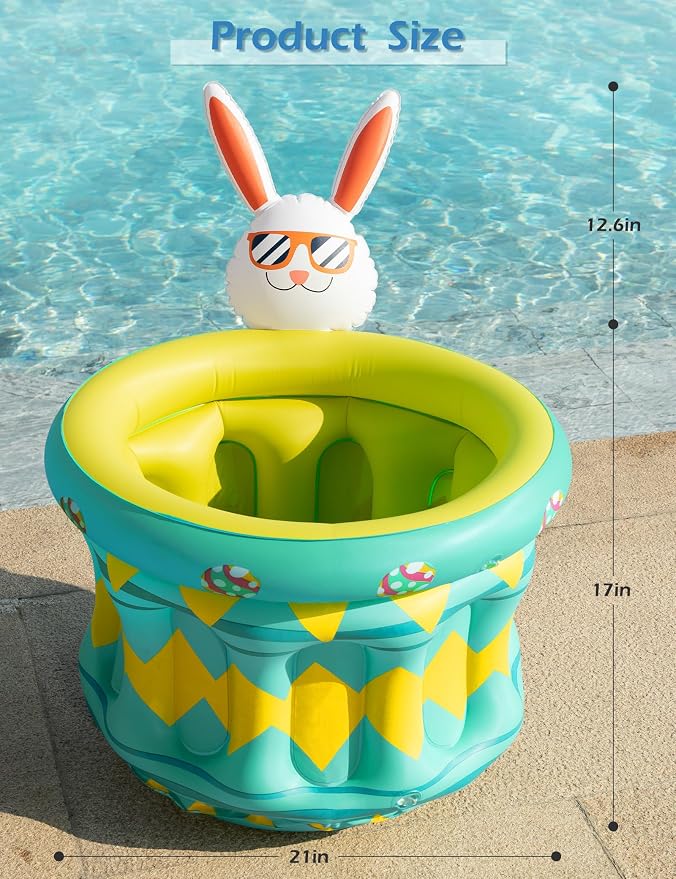 Jasonwell Inflatable Pool Party Cooler - Easter Bunny Ice Bucket Luau Hawaiian Tropical Beach Themed Birthday Easter Party Decorations Favors Outdoor Decor Pool Games Set for Kids Adults