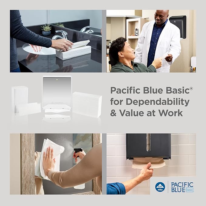 Pacific Blue Basic‚ C-Fold Paper Towels by GP PRO, White, 20603, 240 Towels per Pack, 10 Packs