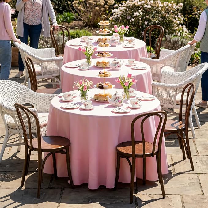 8 Pack Pink Round Tablecloth 90 Inch Pink Table Cloth for Round Tables,Washable Polyester Fabric Stain and Wrinkle Resistant Decorative for Summer Wedding Party Dining Banquet