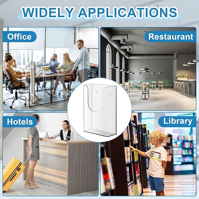 Blulu 20 Pack 4 x 6 Inches Acrylic Brochure Holder Wall Mount, Clear Flyer Holder Rack, Plastic Pamphlet Stand with Nails for Magazine, Booklet, Card, Bookmark Display, Home Office Church Supplies