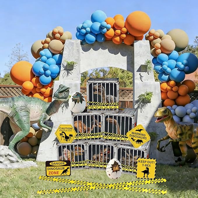 party greeting Dinosaur Birthday Party Decoration Dino Theme Party Boxes Decor Dinosaur Party Favor Boxes Yellow Caution Tape Photo Booth Props for Dino Birthday Baby Shower Wild Animal Party Supplies