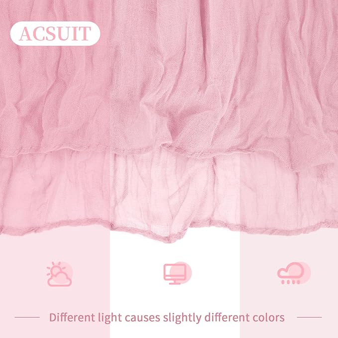 16 Pack Light Pink Cheesecloth Table Runner 20 x 120 inch Gauze Table Runners 10 FT Long,Semi Sheer Boho Cheese Cloth Fabric Table Runner Bulk for Wedding,Party,Baby Shower,Bridal Shower Decoration