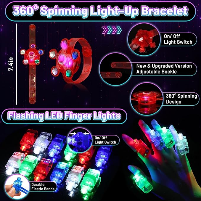276 PCS Glow in the Dark Party Supplies, Light Up Party Favors ,Neon Glow Party Supplies with Glow Sticks, Light Up Glasses, Headband, Finger Lights, Bracelet, LED Hair Clips