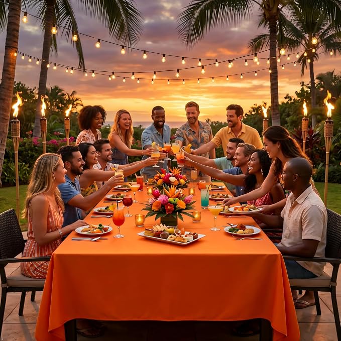 8 Pack Orange Tablecloth 60 x 126 Inch Rectangular for 8 Foot Rectangle Tables, Wrinkle Resistant Orange Table Cloth Washable Polyester Fabric for Buffet Wedding Party Banquet