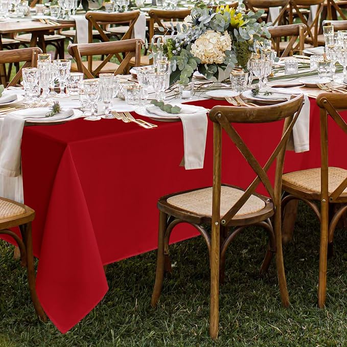 Fitable 8 Pack Table Cloth Rectangle Table: Stain and Wrinkle Resistant Tablecloth Rectangular, Washable Polyester Tablecloths for Wedding Party Dining Banquet Event Catering(Red, 70x120 Inch)
