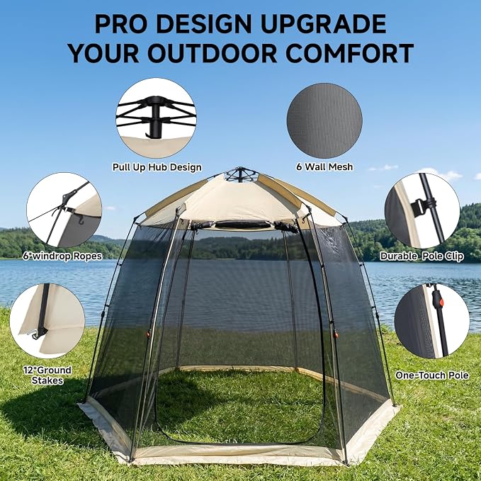 Alvantor® Screen House Gazebo, Pop Up Screen Tent, Instant Screen Room with Carry Bag, Outdoor Mosquito Tent Camping, Sun Shade Shelter for Patio, Garden, Backyard, Deck