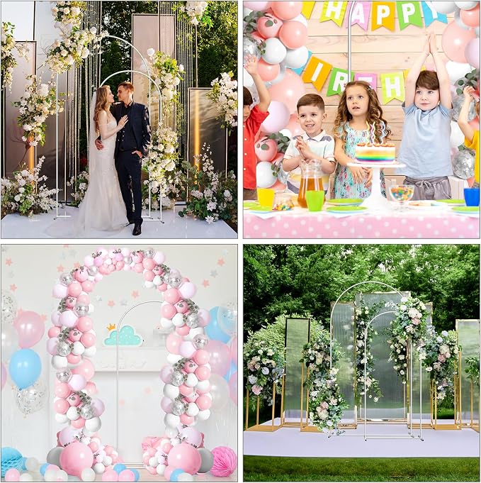 Metal Arch Backdrop Set of 2 (7.3FT/6FT), Balloon Arch Stand for Wedding Ceremony, Baby Shower, Outdoor Indoor Birthday Party, Graduation Decoration, White