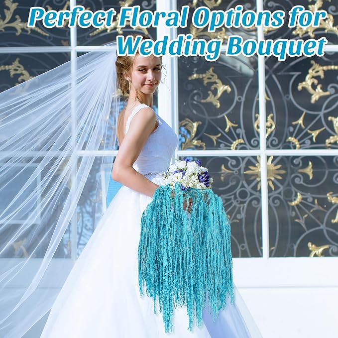 Suncalla 12 Pcs Blue Spring Natural Dried Amaranthus Hanging Flowers Amaranthus Artificial Flowers for Wedding Arch Bouquet Floral Garland Wall Home Decoration (23 Inch)
