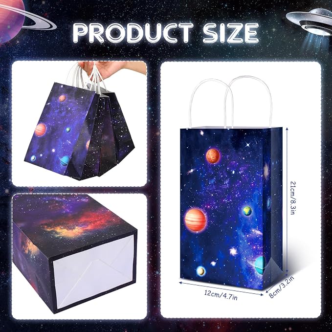 Nezyo 24 Pack Space Party Favor Gift Bags Galaxy Gift Bags for Space Astronaut Star Theme Party Supplies(Galaxy Style)