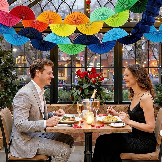 uxcell 3 Pcs Paper Fan Garland, 5.25ft Paper Garland Hanging Decorations Set Party Hanging Decorations Fans for Birthday Parties Holiday Ornaments Family Gatherings Weddings, Green
