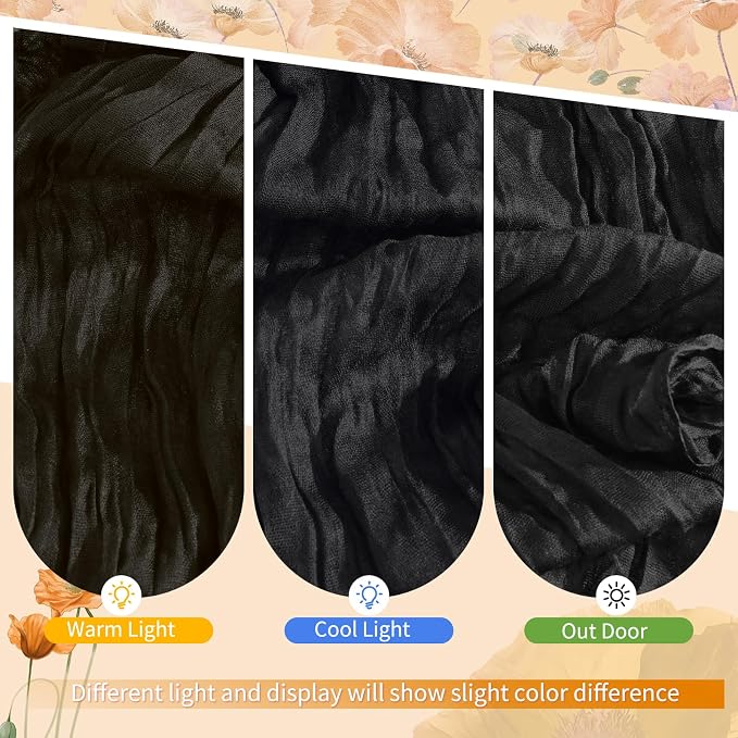 30 Pack Black Cheesecloth Table Runner 17 x 108 inch Boho Gauze Table Runner Rustic Sheer Cheese Cloth Table Decorations for Wedding Party Baby Bridal Shower Birthday Holiday Home