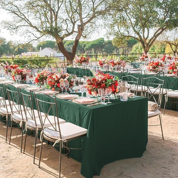 12 Pack Hunter Green Tablecloths for Rectangle Tables 60 x 102 Inch Polyester Tablecloth 6 Foot Rectangle Table Cloth Wrinkle Resistant Washable Fabric Table Cover for Party Wedding Banquet Events
