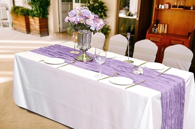 15 Pack Cheesecloth Table Runner 6FT Romantic Cheese Cloth Table Runner 35x72 Inch Rustic Gauze Table Runners for Wedding Birthday Party Anniversary Bridal Baby Shower Engagement Table Décor(Lavender)