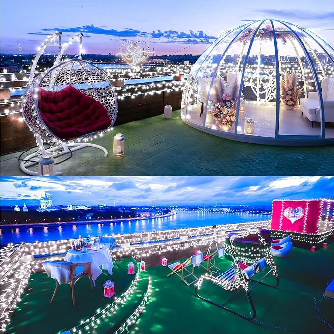 SAUIRS 403FT 1000 LED Christmas Lights Outdoor String Lights with 8 Modes Timer Waterproof Fairy Light Plug in for Outside Indoor Party Xmas Palm Tree Yard Wedding Decorations(Cool White)