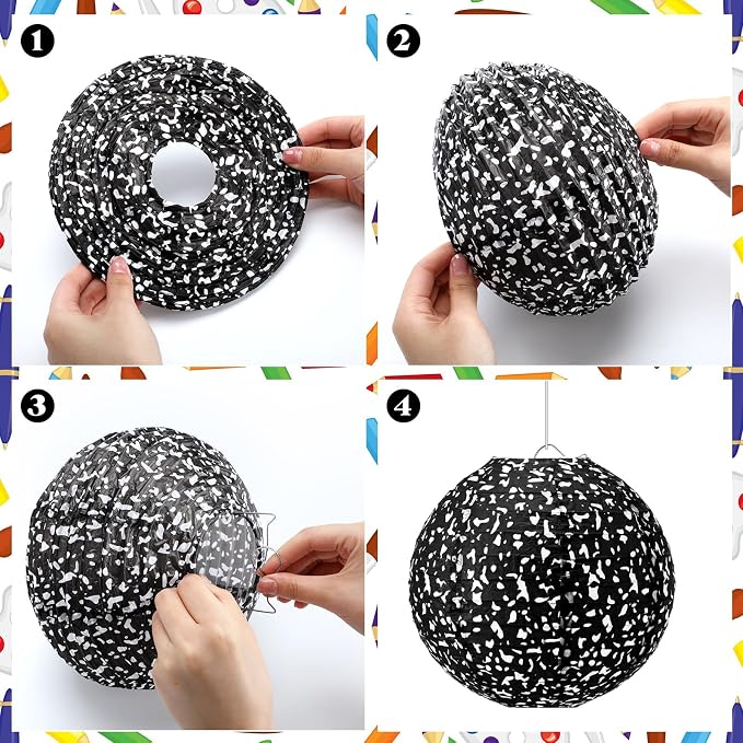 Retisee 12 Pcs Pastel Hanging Paper Lanterns Classroom Decor 8 Inch Back to School Decorations Classroom Ceiling Hanging Party Supplies for Preschool Kindergarten Birthday
