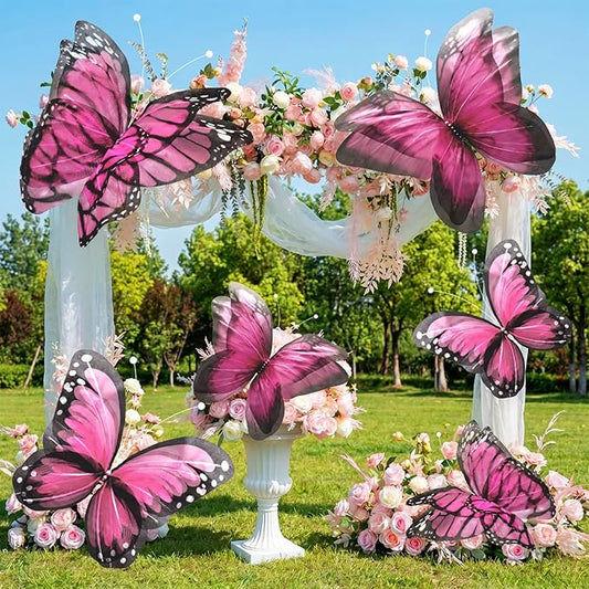 Geelin 6 Pcs Large Butterfly Decorations Big Whimsical Butterfly Party Decorations 20 Inch 12 Inch 3D Cloth Butterflies Wall Decor for Baby Shower Women Birthday Wedding Decor