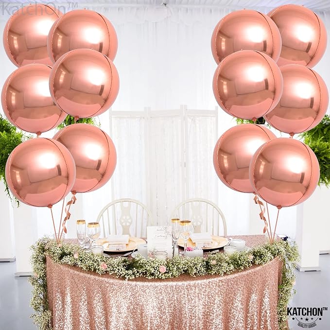 KatchOn, Giant Rose Gold Balloons - 22 Inch, Pack of 12 | Rose Gold Foil Balloons for Birthday Party Decorations | Mylar Balloon for Birthday, Bridal Shower, Baby Shower, Anniversary Decorations