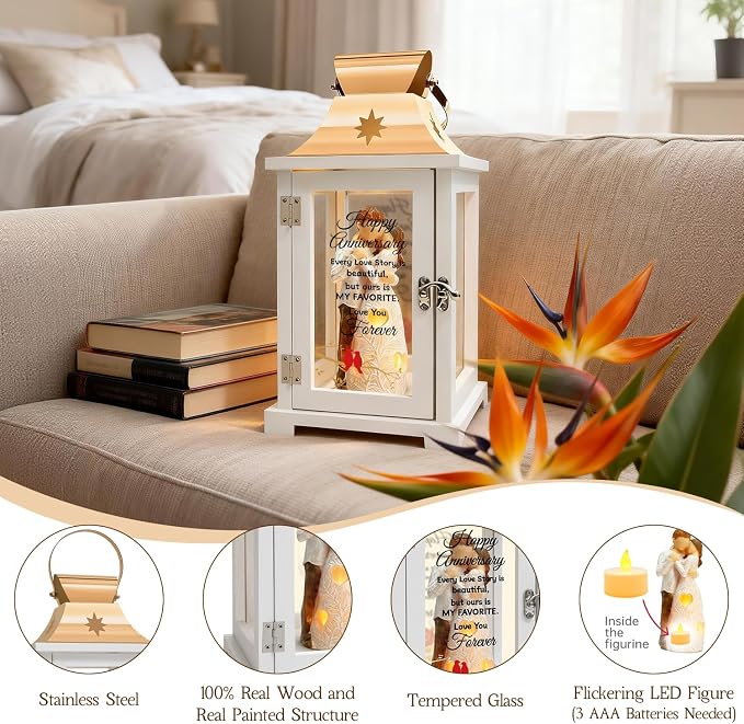 Homazing Wedding Anniversary Lantern Gift for Couple Wife Women Her Husband, Best Anniversary Wedding Gift for Couple Wife Parents 1st, 5th, 25th, 50th