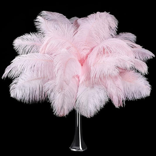 30 Pcs Large Natural Ostrich Feathers Bulk 16-18 Inch for Centerpieces for Wedding Party Centerpieces Home Decoration Flower Arrangement (Pink)