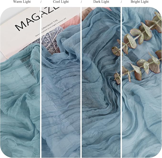 24 Pack Dusty Blue Cheesecloth Table Runner 10FT Dusty Blue Boho Gauze Cheese Cloth Table Runner Rustic Sheer Fabric Table Runners for Wedding Bridal Shower Baby Shower Party(21.5×120 Inch)
