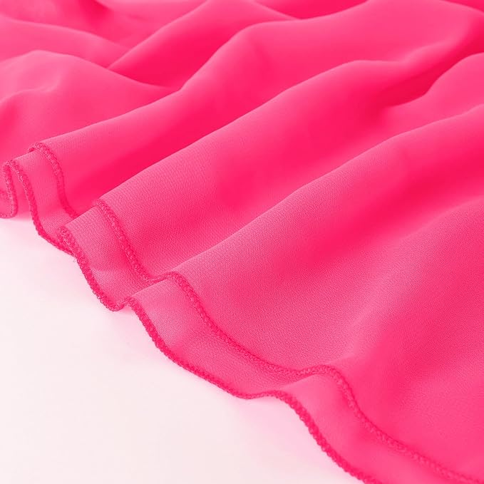 DUOBAO Ceiling Fabric Drapes for Weddings 5x30 Sheer Voile Chiffon Fabric Draping Hot Pink Chiffon Curtains, 6 Pieces Tulle Sheer Drapes for Party Backdrop Curtain and Special Events, 5x30feet