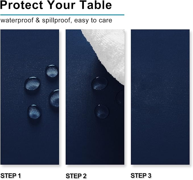 Hiasan Waterproof Tablecloth Rectangle - Washable Fabric Table Cloth for Dining Room Kitchen Birthday Party and Outdoor Use, Navy Blue, 70 x 90 Inch